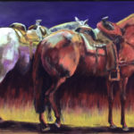 Saddled horses painting